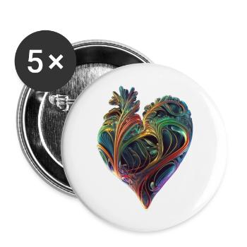 Herz - Buttons groß 56 mm (5er Pack) - Weiß - Vorne
