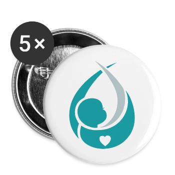 Grossesse Baby shower Babyshower Boy Girl - Lot de 5 grands badges (56 mm) - blanc - Devant