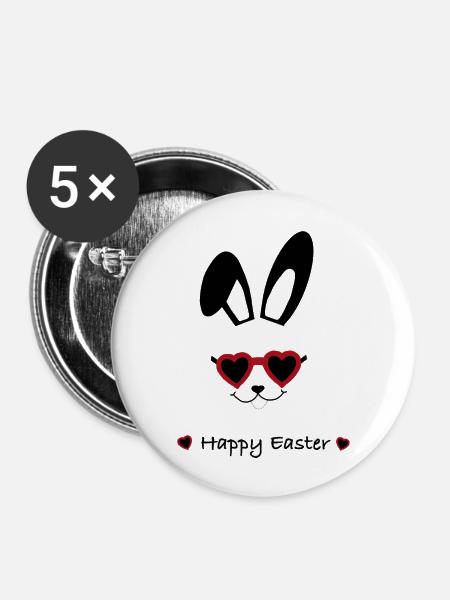 Happy Easter - Buttons groß 56 mm (5er Pack) - Weiß