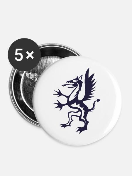 dragon - Buttons groß 56 mm (5er Pack) - Weiß