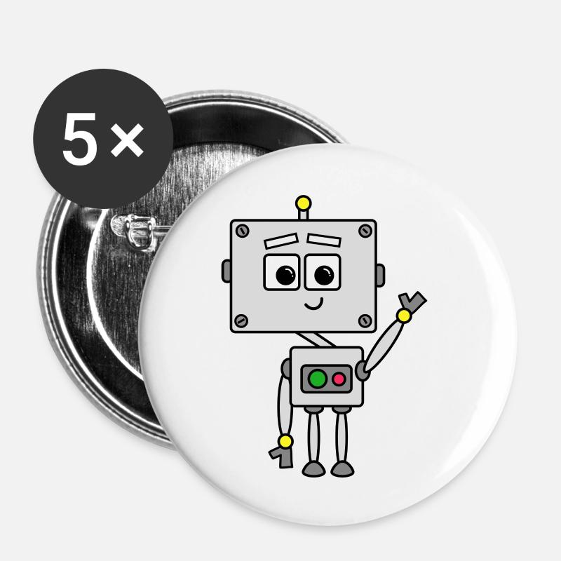 Robot Johnny - Buttons large 2.2''/56 mm (5-pack) - white