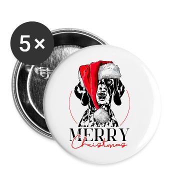 Père Noël allemand Joyeux Noël Wilsigns - Lot de 5 grands badges (56 mm) - blanc - Devant