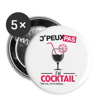 J'peux pas, j'ai cocktail - Lot de 5 grands badges (56 mm) - blanc - Devant