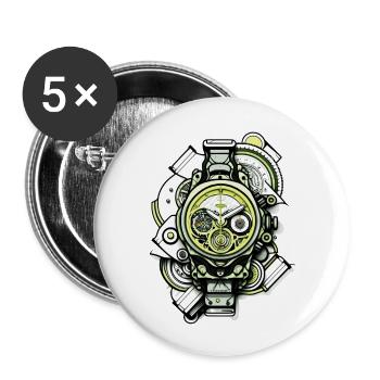 Automatic or manual winding watch for vintage fans - Buttons large 2.2''/56 mm (5-pack) - white - Front