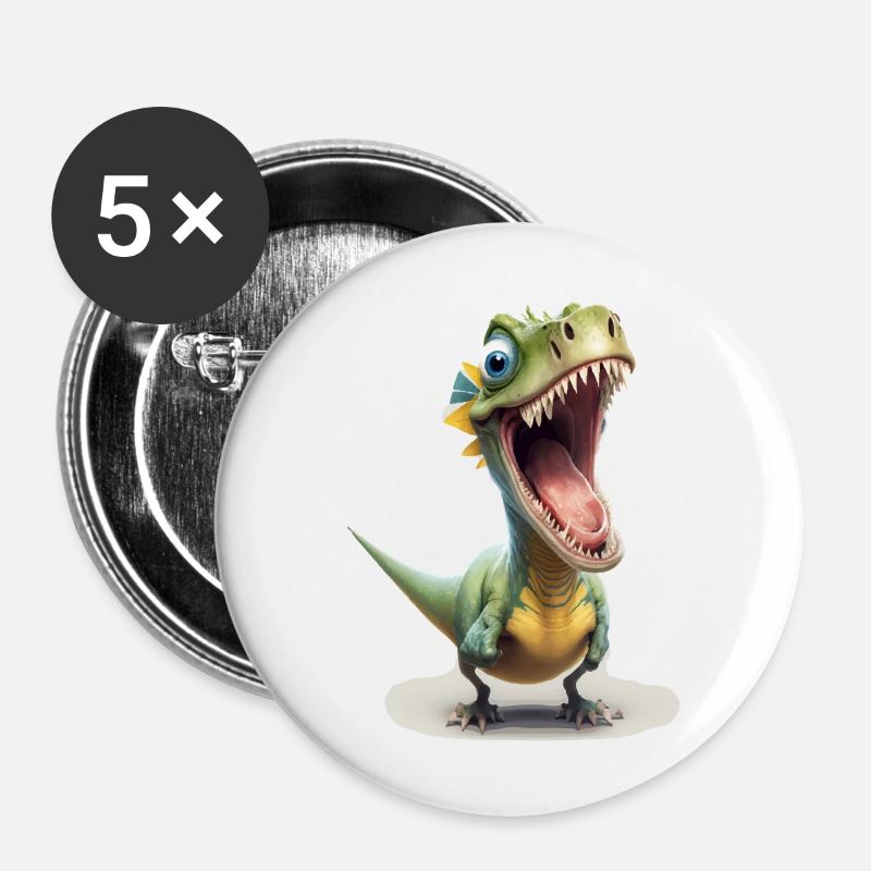 Dexo the little dinausore - Buttons large 2.2''/56 mm (5-pack) - white