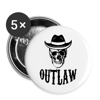 Skull Cowboy Outlaw - Lot de 5 grands badges (56 mm) - blanc - Devant