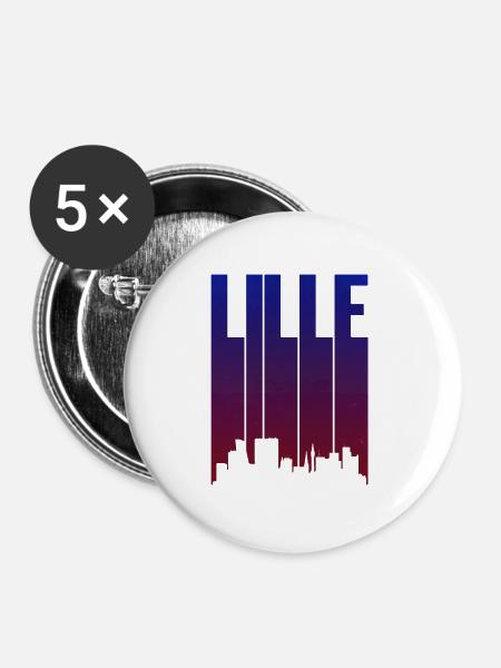 Lille Skyline Gradient - Buttons groß 56 mm (5er Pack) - Weiß