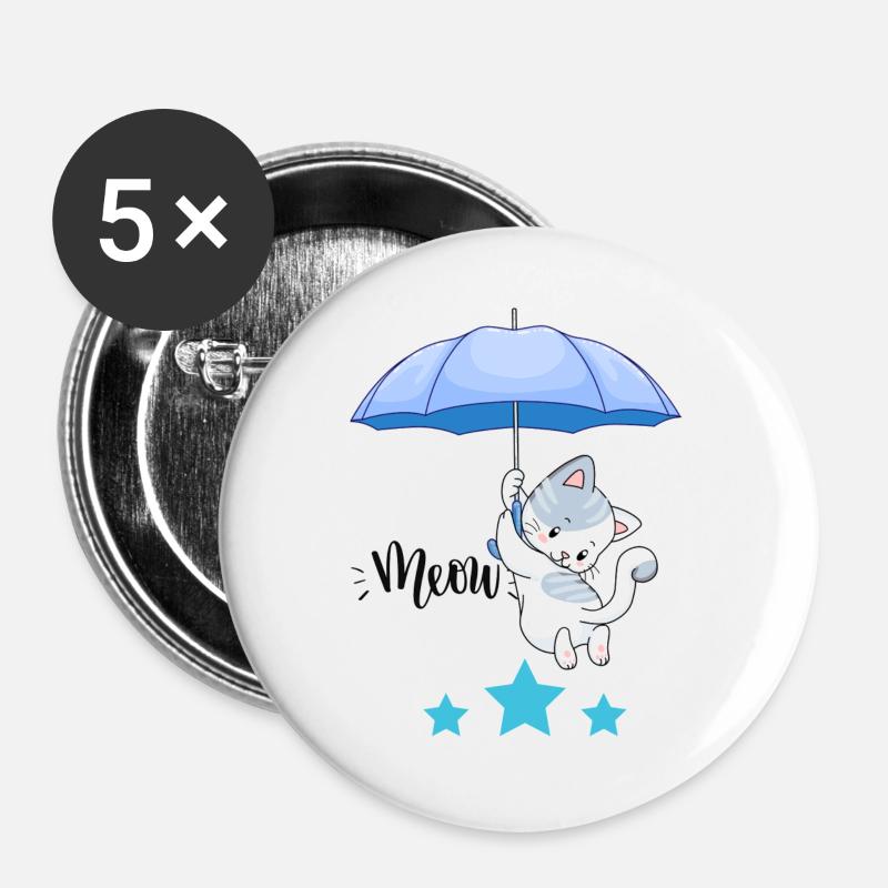Meow - Buttons groß 56 mm (5er Pack) - Weiß