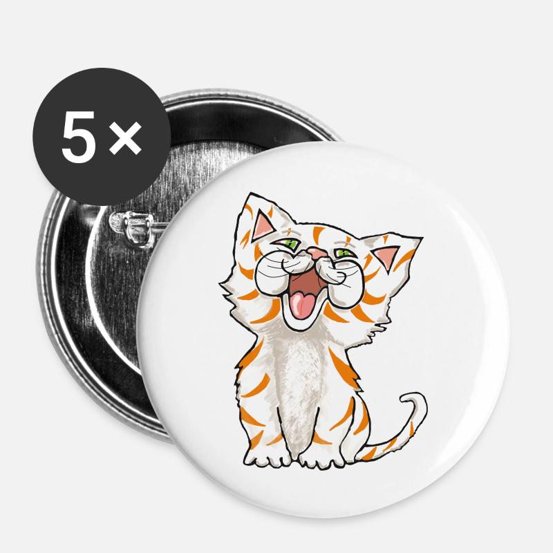 Basil the Brave (kitten) - Buttons large 2.2''/56 mm (5-pack) - white