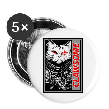 Clawsome Samurai Cat Bold Design For Anime Animal - Buttons large 2.2''/56 mm (5-pack) - white - Front