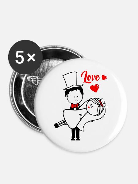 ehepaar married - Buttons groß 56 mm (5er Pack) - Weiß