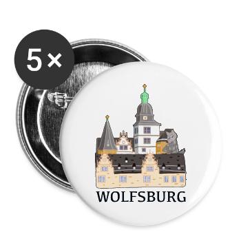 Wolfsburg, Schloss - Buttons groß 56 mm (5er Pack) - Weiß - Vorne