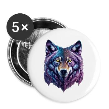Wolf Splash - Buttons groß 56 mm (5er Pack) - Weiß - Vorne