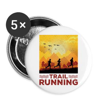 Trail Runner Running Joggen Jogger I Geschenk - Buttons groß 56 mm (5er Pack) - Weiß - Vorne