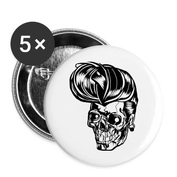 Crâne de Rockabilly - Lot de 5 grands badges (56 mm) - blanc - Devant