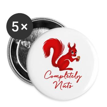 completely nuts - the crazy squirrel - Buttons groß 56 mm (5er Pack) - Weiß - Vorne