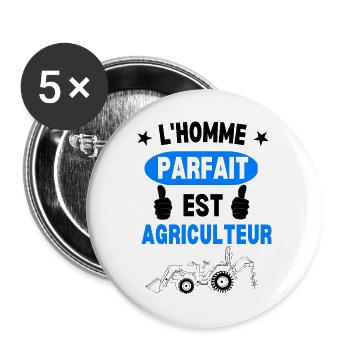 Homme Parfait Agriculteur - Lot de 5 grands badges (56 mm) - blanc - Devant