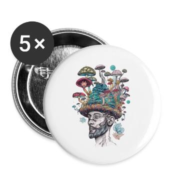 Trippy Shaman - Lot de 5 grands badges (56 mm) - blanc - Devant