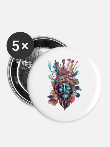Trippy Schamane - Buttons groß 56 mm (5er Pack) - Weiß