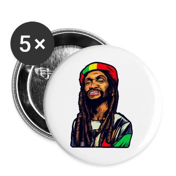 Mr Rasta - Buttons groß 56 mm (5er Pack) - Weiß - Vorne