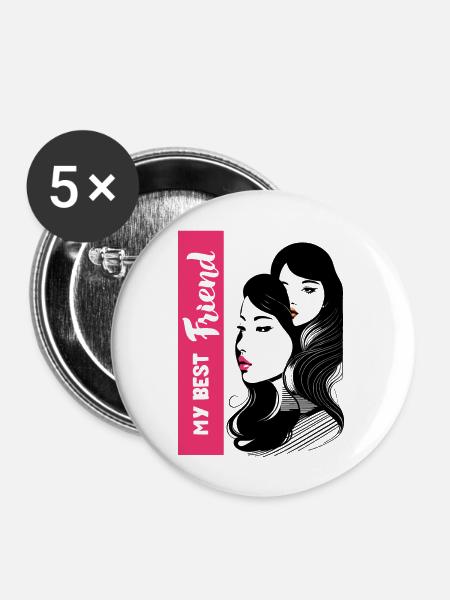 MEINE BESTEN FREUNDE - Buttons groß 56 mm (5er Pack) - Weiß
