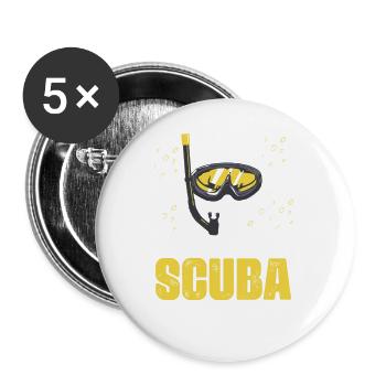 Freitaucher Gerätetaucher Design - Buttons groß 56 mm (5er Pack) - Weiß - Vorne