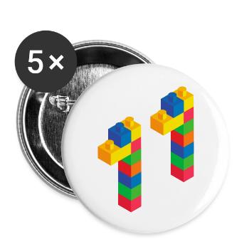 Cute Block Building 11th Birthday Gift 11 Year - Buttons large 2.2''/56 mm (5-pack) - white - Front