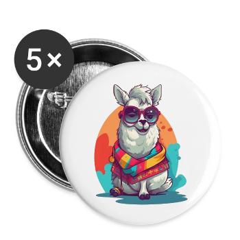 Cool llama. - Buttons large 2.2''/56 mm (5-pack) - white - Front