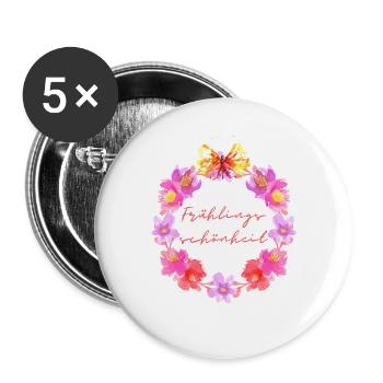 Frühlingsschönheit Schmetterling - Wortschätze - Buttons groß 56 mm (5er Pack) - Weiß - Vorne