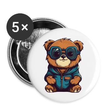mr bär - Buttons groß 56 mm (5er Pack) - Weiß - Vorne