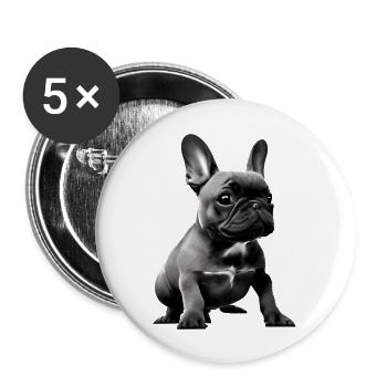 Chiens Chien bouledogue Français Chien Propriétaire - Lot de 5 grands badges (56 mm) - blanc - Devant
