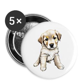 Golden Retriever Dog Puppy Dog Owner Dogs - Buttons large 2.2''/56 mm (5-pack) - white - Front