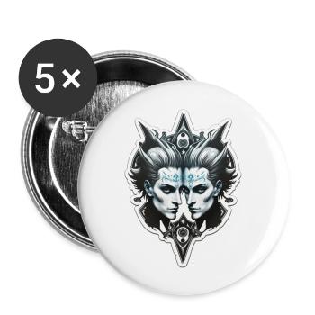 gemeaux homme à homme - Lot de 5 grands badges (56 mm) - blanc - Devant