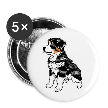 Berger australien chien chiot propriétaire de chien - Lot de 5 grands badges (56 mm) - blanc - Devant