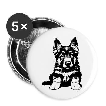 Berger Allemand Chien Propriétaire Chien Chiot - Lot de 5 grands badges (56 mm) - blanc - Devant