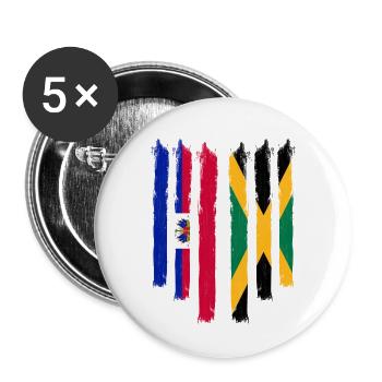 Haiti Haitian Jamaica Combination I Gift - Buttons large 2.2''/56 mm (5-pack) - white - Front