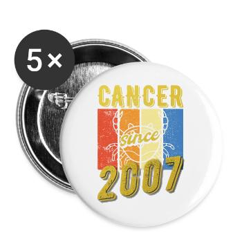 Cancer 2007 Sternzeichen Geburtstag - Buttons groß 56 mm (5er Pack) - Weiß - Vorne