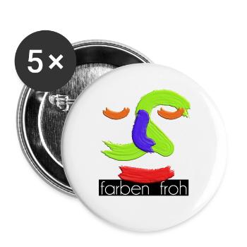 farbenfroh 5 weiss mit balken schw groß - Buttons groß 56 mm (5er Pack) - Weiß - Vorne