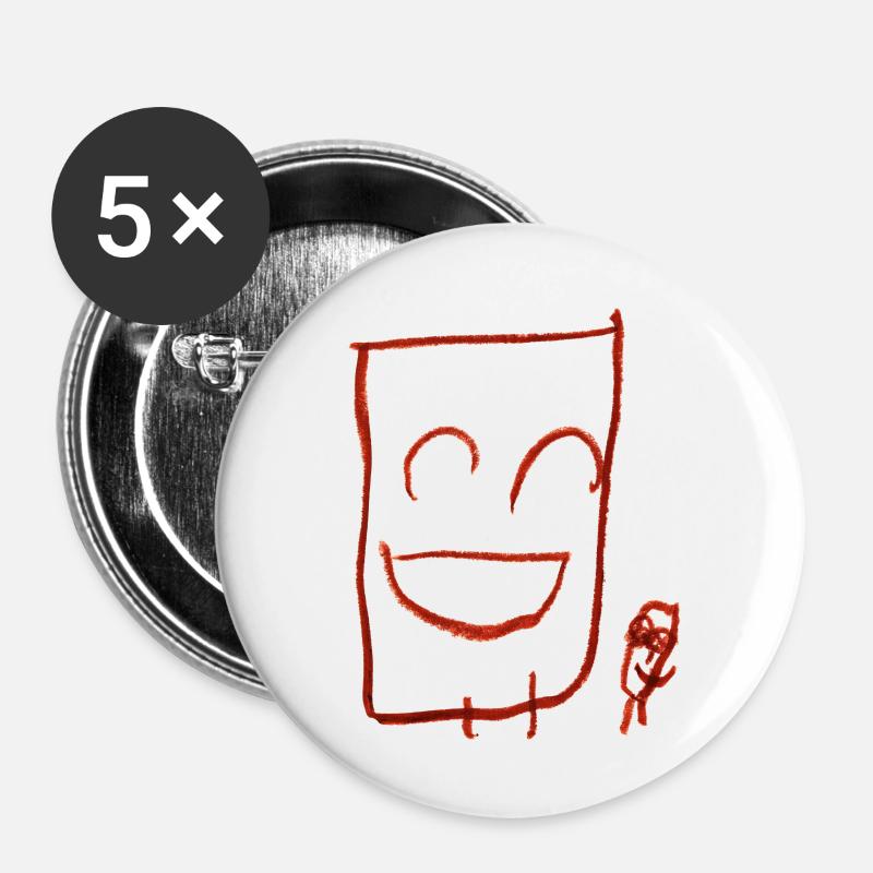 Glückliche Kerle (transparent) - Buttons groß 56 mm (5er Pack) - Weiß