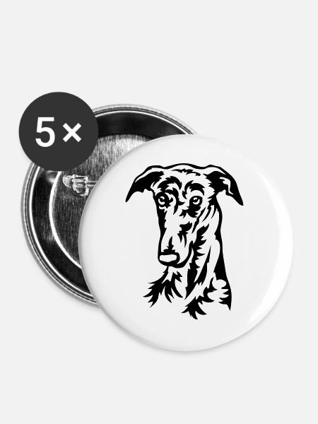 Galgo Kopf - Buttons groß 56 mm (5er Pack) - Weiß