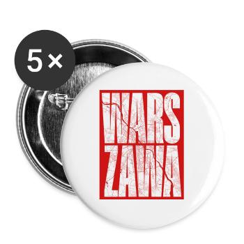 Warszawa Stadtkarte im Schriftzug-Design - Buttons groß 56 mm (5er Pack) - Weiß - Vorne