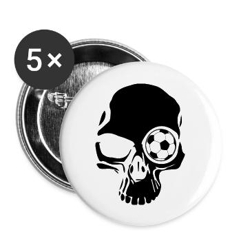 Fußball Soccer - Buttons groß 56 mm (5er Pack) - Weiß - Vorne