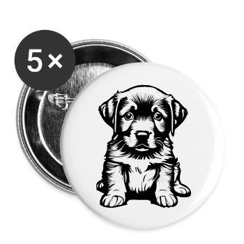 Chiot Labrador Retriever Labrador propriétaire - Lot de 5 grands badges (56 mm) - blanc - Devant