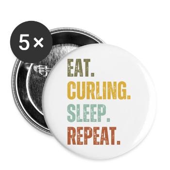 EAT CURLING SLEEP REPEAT - Buttons large 2.2''/56 mm (5-pack) - white - Front