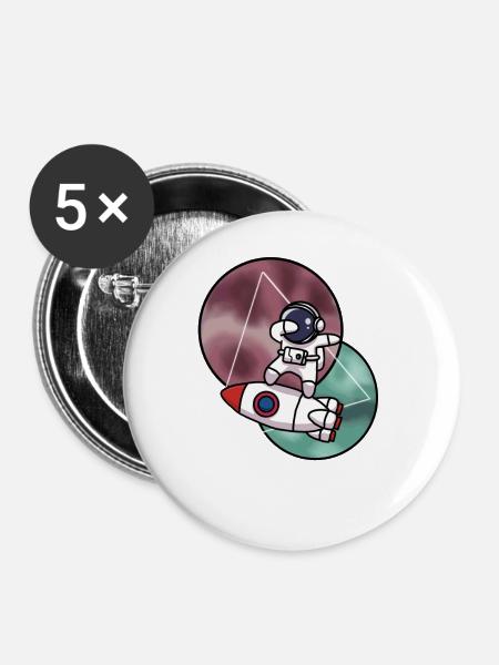 Astronaut - Buttons groß 56 mm (5er Pack) - Weiß