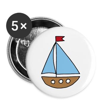 Voilier - Lot de 5 grands badges (56 mm) - blanc - Devant
