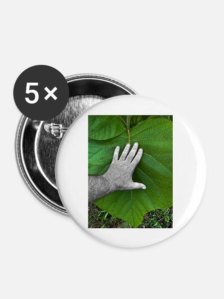 Die Hand am Leben - Buttons groß 56 mm (5er Pack) - Weiß