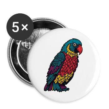 Papagei - Buttons groß 56 mm (5er Pack) - Weiß - Vorne