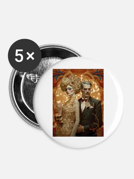 Ghotische Klasse - Buttons groß 56 mm (5er Pack) - Weiß