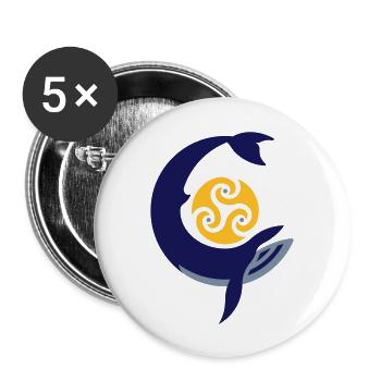 Tribal whale - Buttons groß 56 mm (5er Pack) - Weiß - Vorne